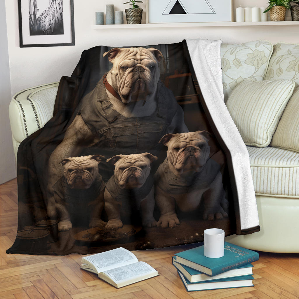 Bulldog Family Blanket, Bulldog Gifts, Bulldog Blanket, Bulldog Throw Blanket