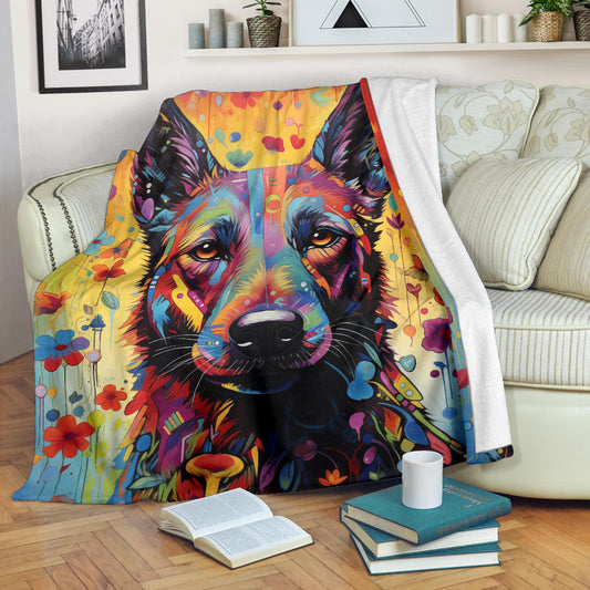 Dutch Shepherd Blanket, Trippy Psychedelics Dutch Shepherd Fleece Blanket, Dutch Shepherd Throw Blanket, Dutch Shepherd Gifts