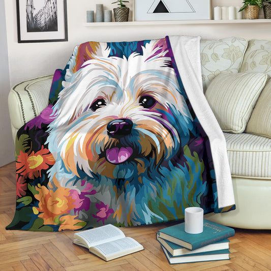 West Highland White Terrier Blanket, Trippy Psychedelics West Highland White Terrier Fleece Blanket, West Highland White Terrier Throw Blanket, West Highland White Terrier Gifts