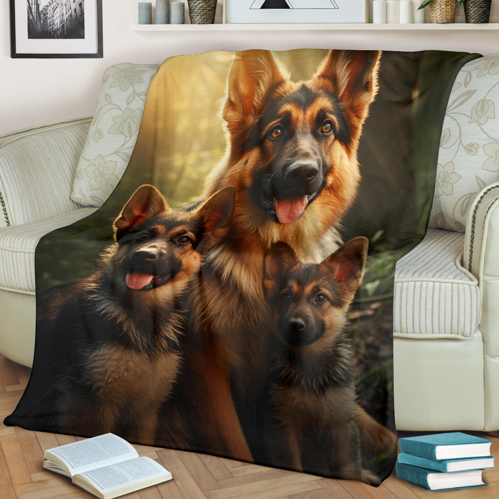 German Shepherd Family Blanket, German Shepherd Gifts, German Shepherd Throw Blanket, German Shepherd Fleece Blanket