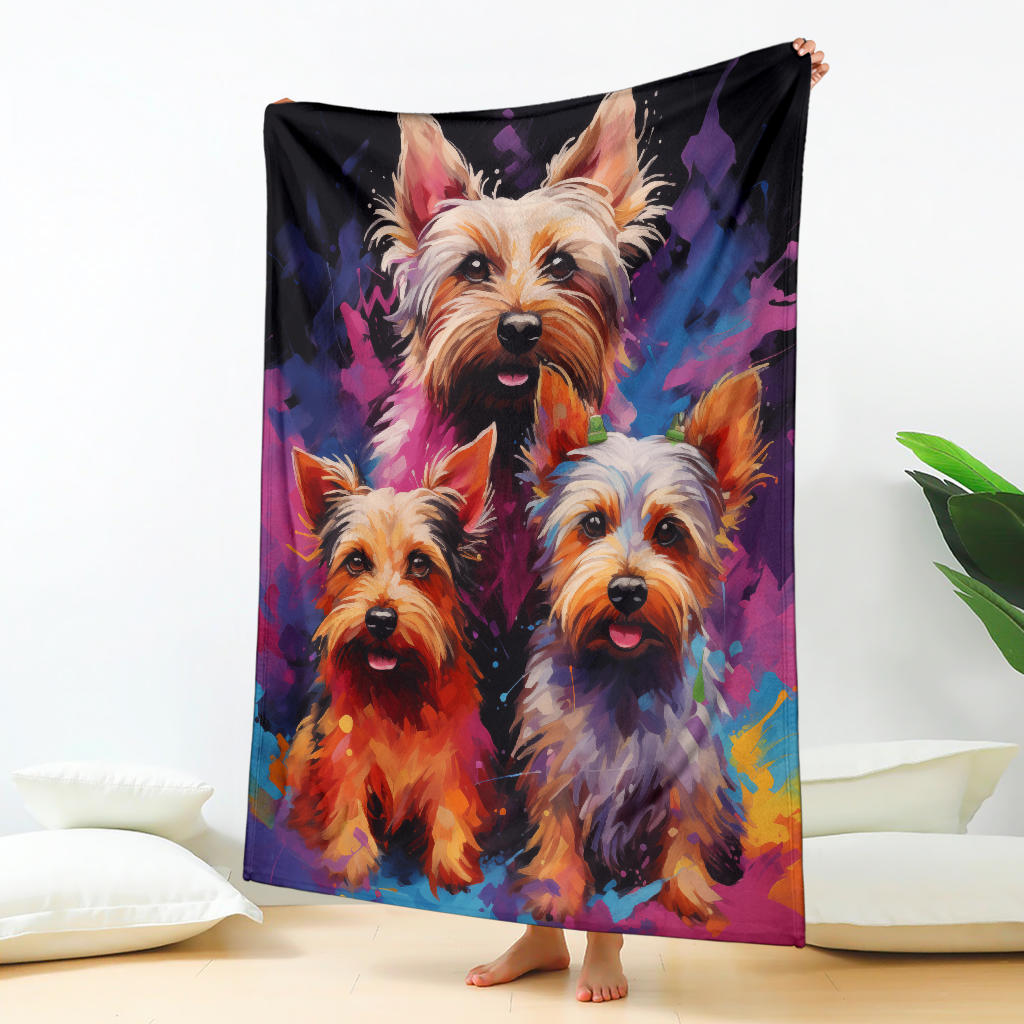 Australian Terrier Blanket, Trippy Psychedelics Australian Terrier Fleece Blanket, Australian Terrier Throw Blanket, Australian Terrier Gifts