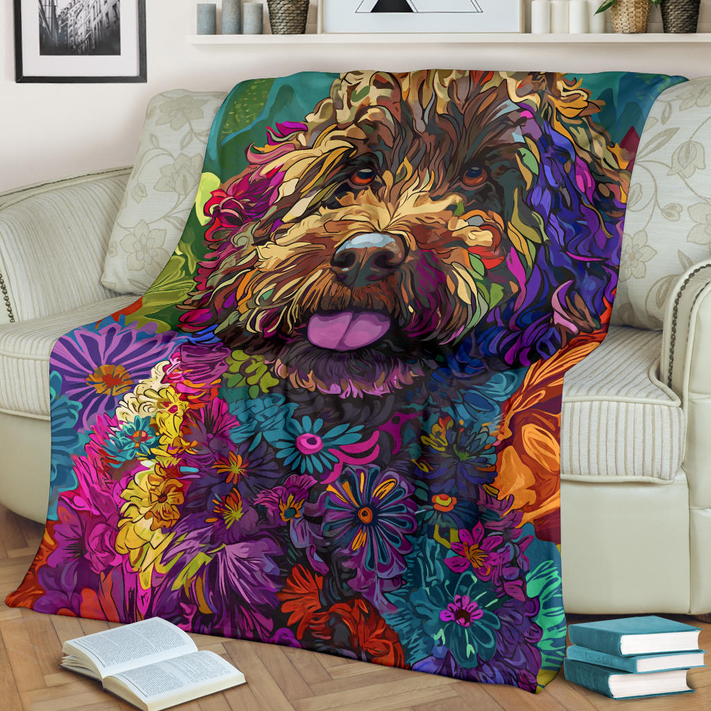 Lagotto Romagnolo Dog Blanket, Trippy Psychedelics Lagotto Romagnolo Dog Fleece Blanket, Lagotto Romagnolo Dog Throw Blanket, Lagotto Romagnolo Dog Gifts