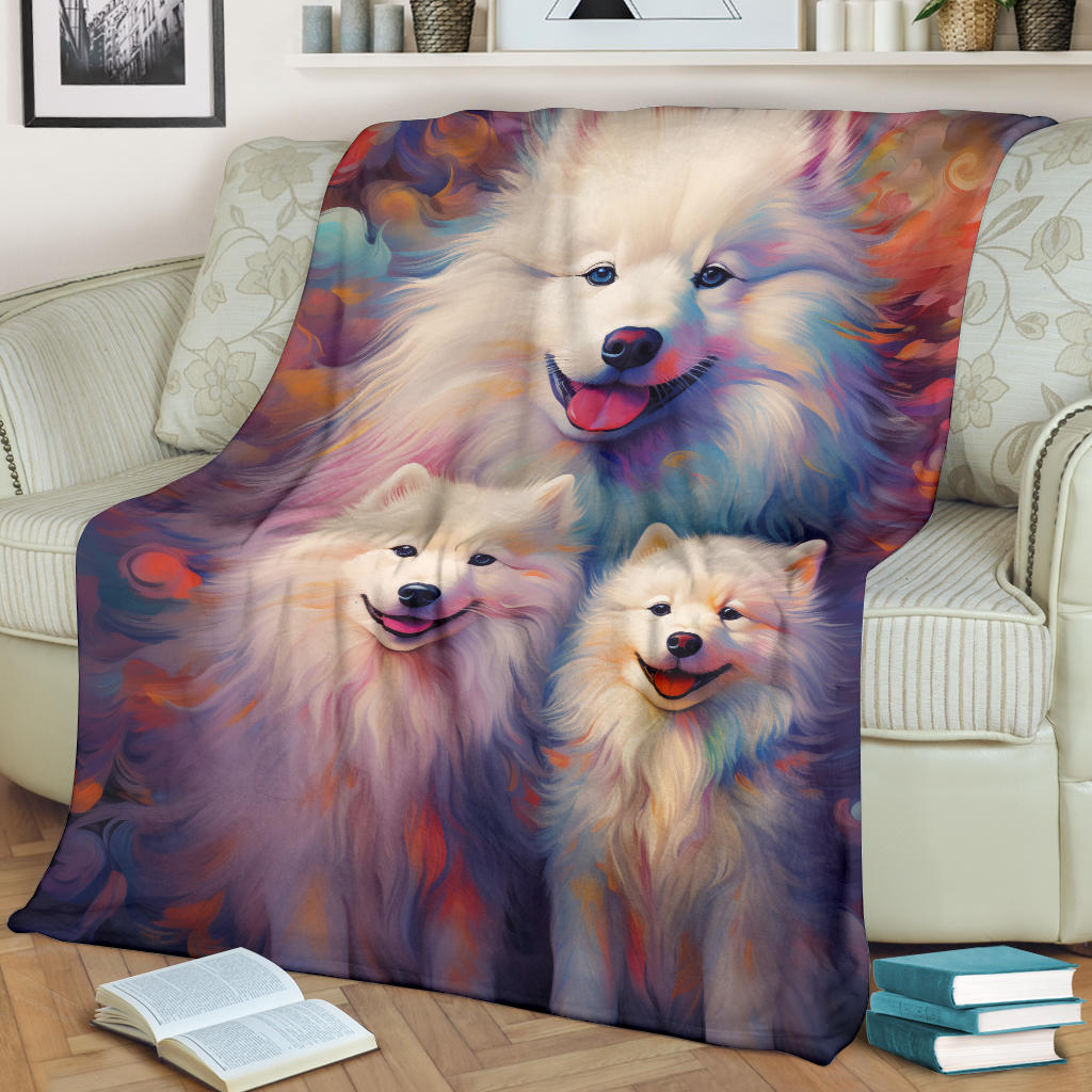 Samoyed Blanket, Trippy Psychedelics Samoyed Fleece Blanket, Samoyed Throw Blanket, Samoyed Gifts