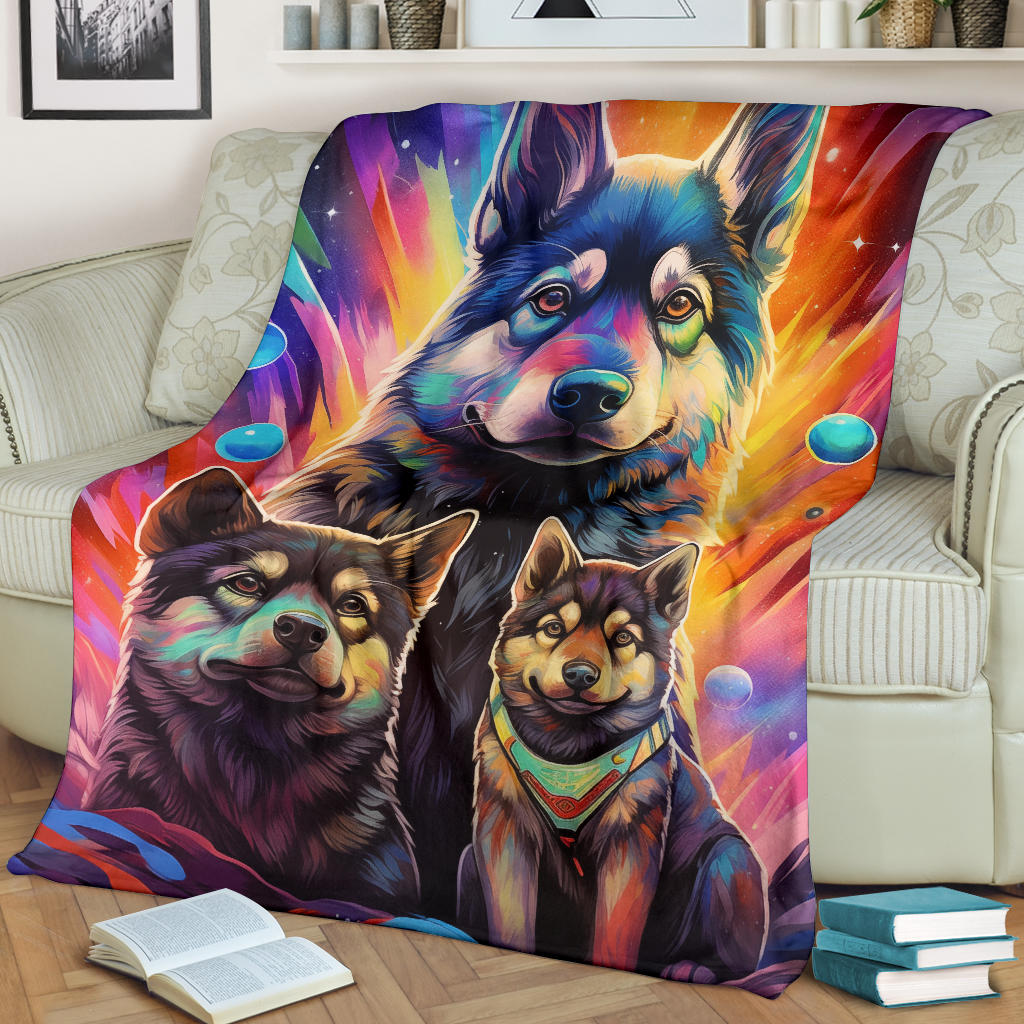 Norwegian Elkhound Blanket, Trippy Psychedelics Norwegian Elkhound Fleece Blanket, Norwegian Elkhound Throw Blanket, Norwegian Elkhound Gifts