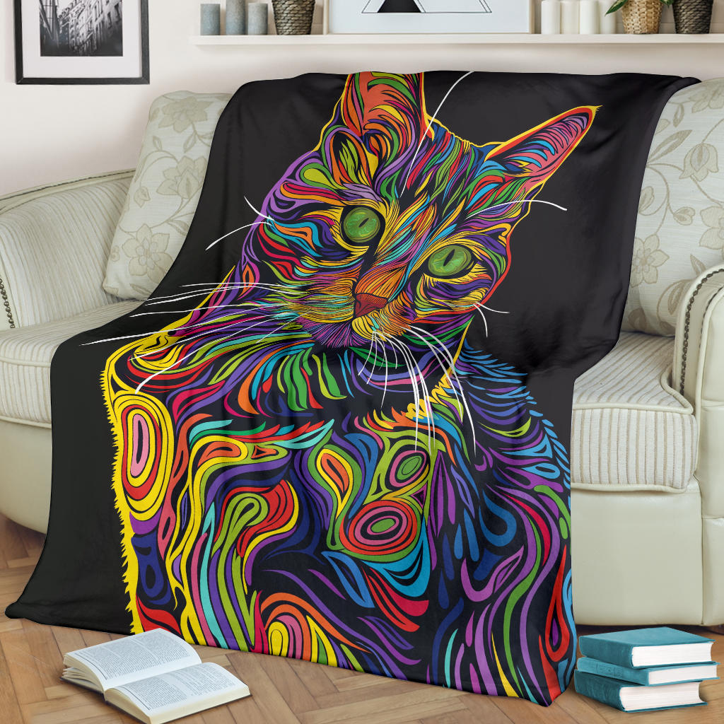 American Shorthair cat Blanket, Trippy Psychedelics American Shorthair cat Fleece Blanket, American Shorthair cat Throw Blanket, American Shorthair cat Gifts