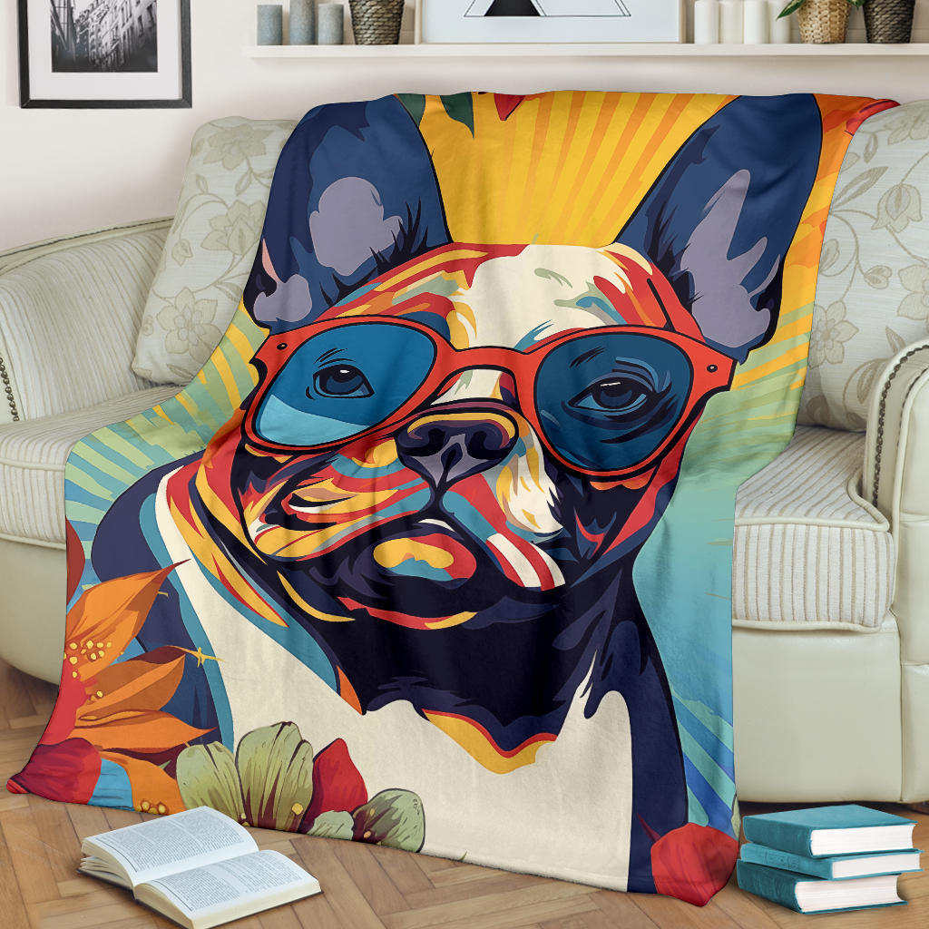 French Bulldog Blanket, Trippy Psychedelics French Bulldog Fleece Blanket, French Bulldog Throw Blanket, French Bulldog Gifts