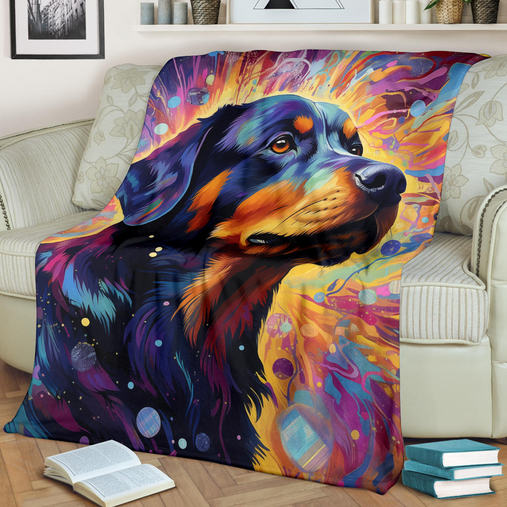 Trippy Psychedelics Rottweiler Blanket, Rottweiler Throw Blanket, Rottweiler Fleece Blanket, Rottweiler Gifts