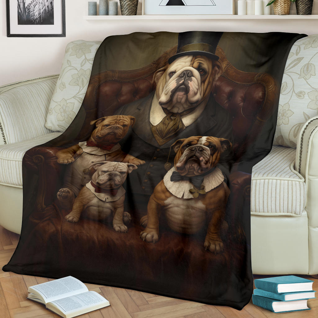 Bulldog Family Blanket, Bulldog Gifts, Bulldog Blanket, Bulldog Throw Blanket