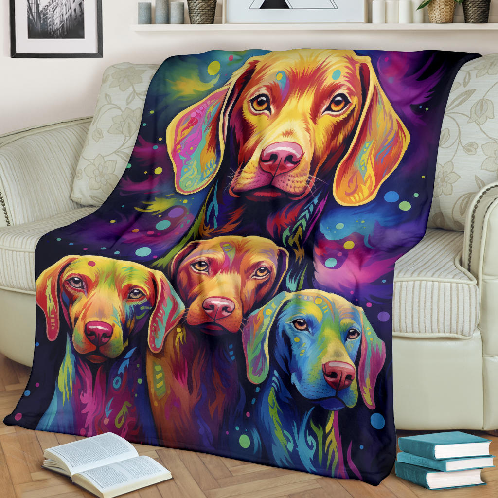 Vizsla Blanket, Trippy Psychedelics Vizsla Fleece Blanket, Vizsla Throw Blanket, Vizsla Gifts