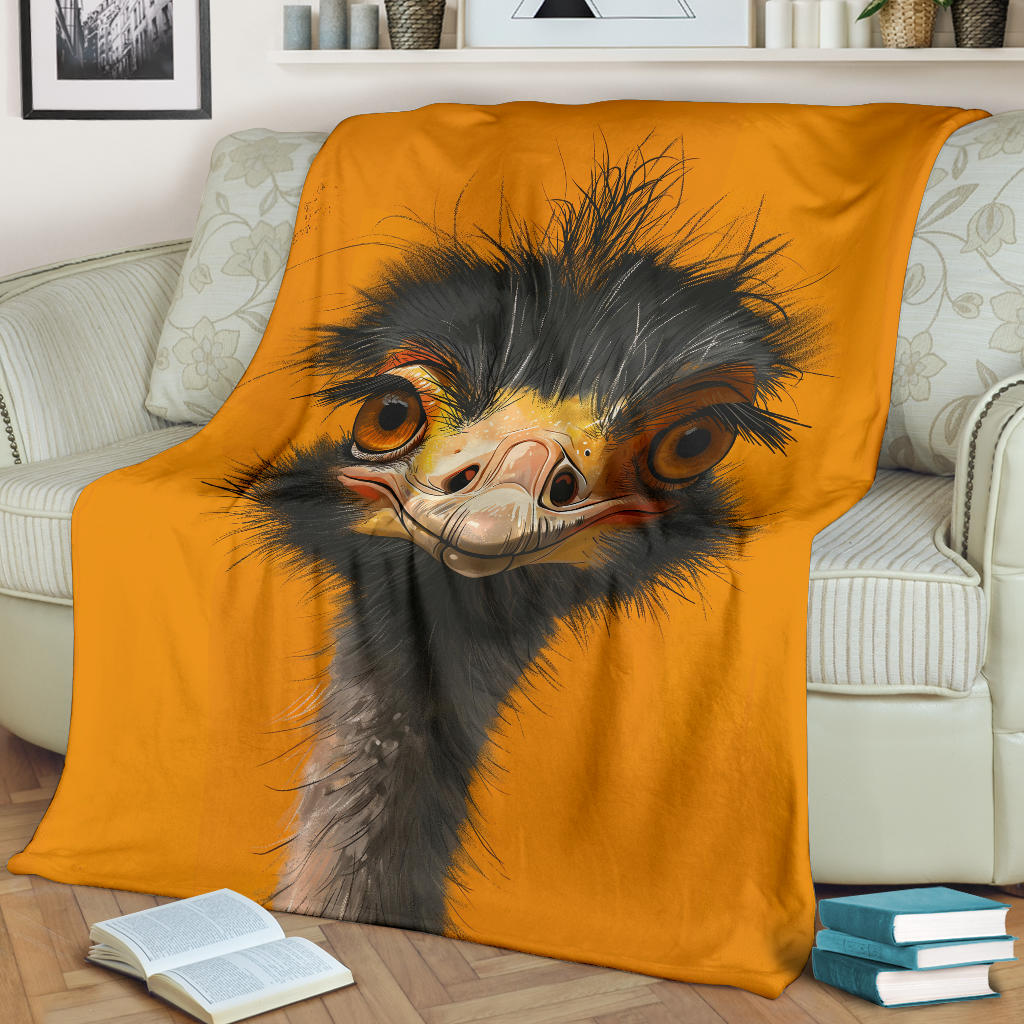 Ostrich Blanket, Trippy Psychedelics Ostrich Fleece Blanket, Ostrich Throw Blanket, Ostrich Gifts