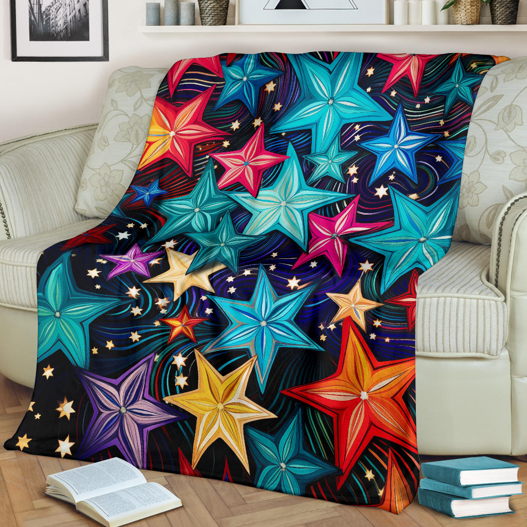 Stars Blanket, Trippy Psychedelics Stars Blanket, Stars Gifts, Flower Child Blanket