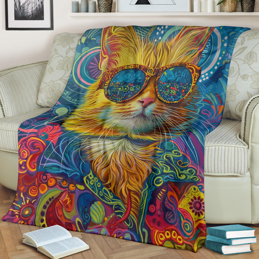 Ragamuffin Cat Blanket, Trippy Psychedelics Ragamuffin Cat Fleece Blanket, Ragamuffin Cat Throw Blanket, Ragamuffin Cat Gifts