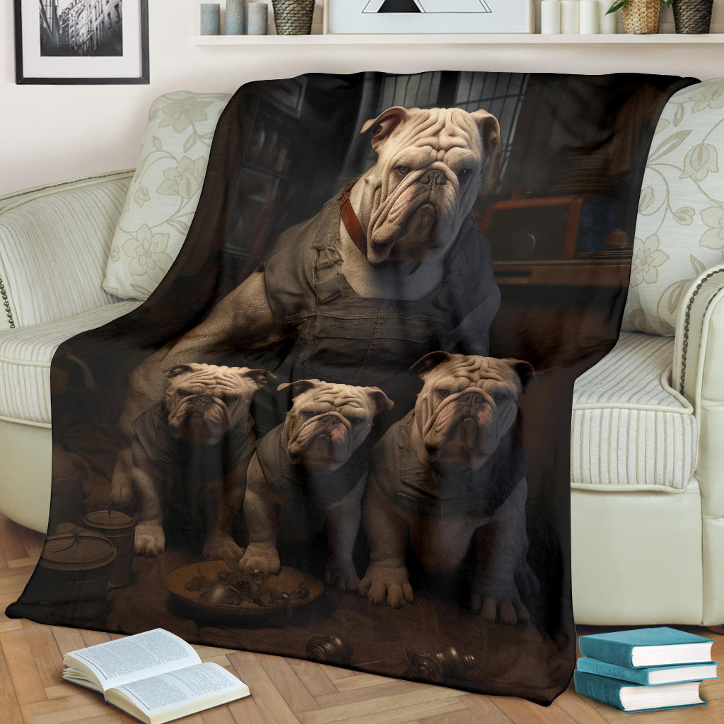 Bulldog Family Blanket, Bulldog Gifts, Bulldog Blanket, Bulldog Throw Blanket