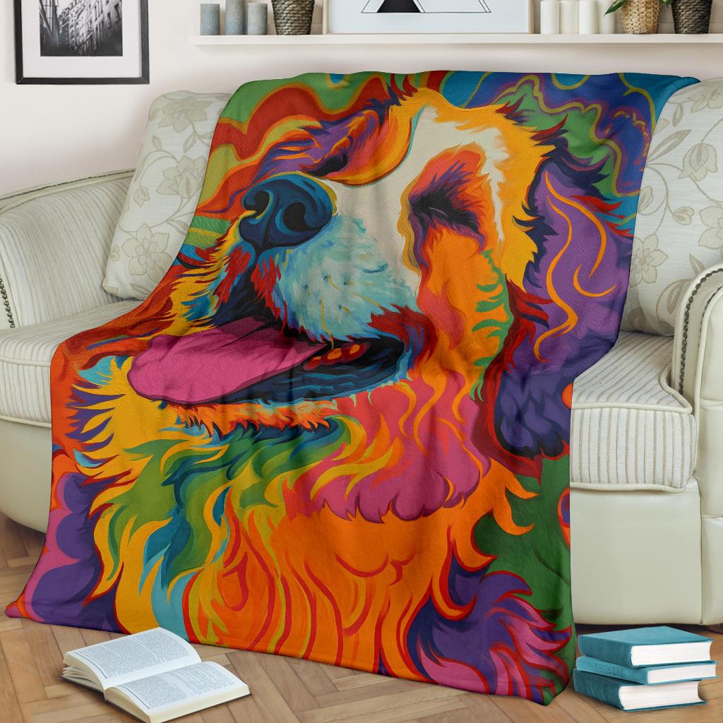 Kuvasz Dog Blanket, Trippy Psychedelics Kuvasz Dog Fleece Blanket, Kuvasz Dog Throw Blanket, Kuvasz Dog Gifts