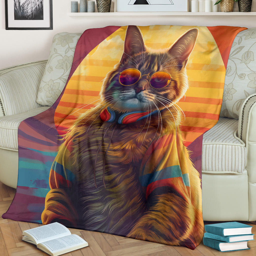 American Curl cat Blanket, Trippy Psychedelics American Curl cat Fleece Blanket, American Curl cat Throw Blanket, American Curl cat Gifts