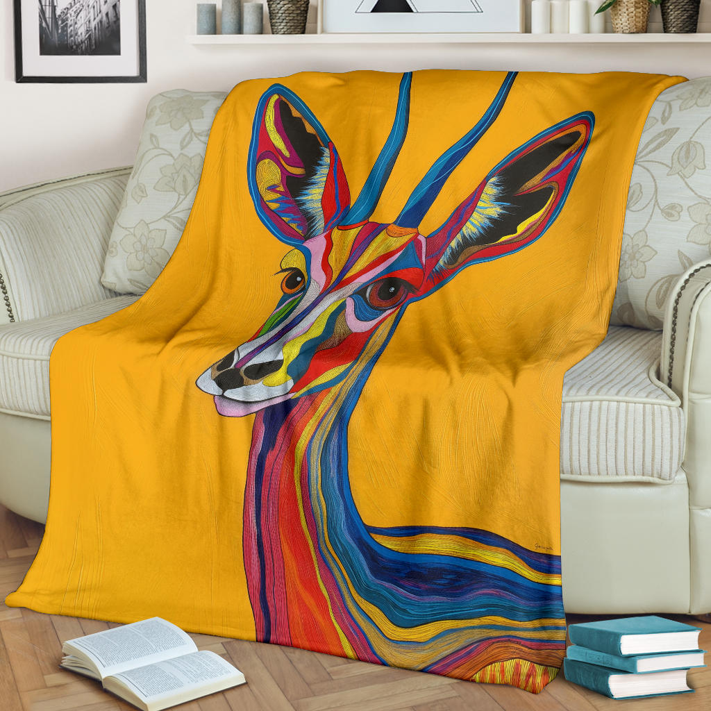 Gazelle animal Blanket, Trippy Psychedelics Gazelle animal Fleece Blanket, Gazelle animal Throw Blanket, Gazelle animal Gifts