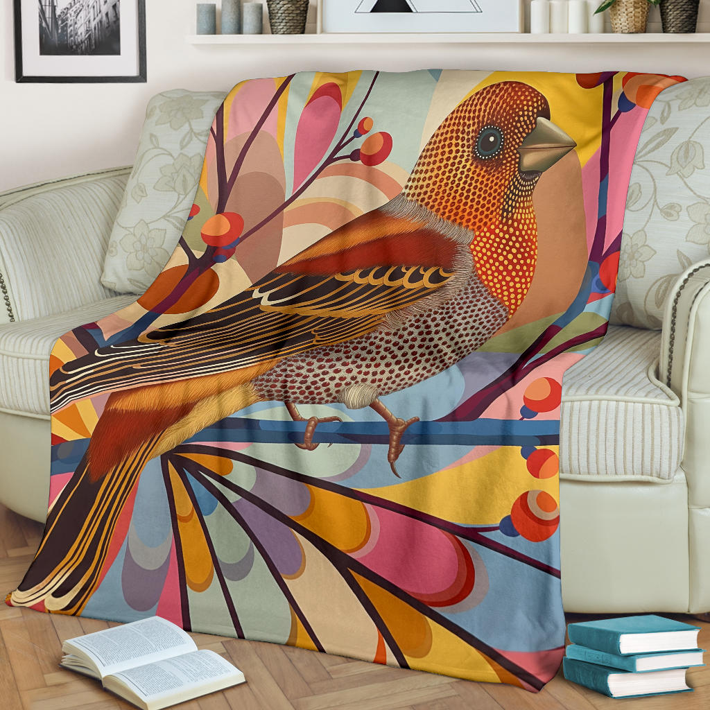 Finch bird Blanket, Trippy Psychedelics Finch bird Fleece Blanket, Finch bird Throw Blanket, Finch bird Gifts