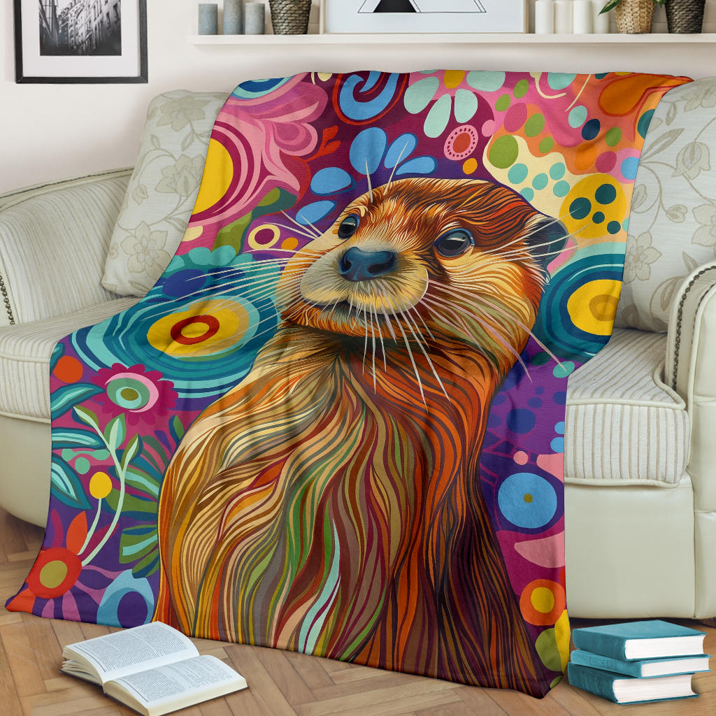 Otter Blanket, Trippy Psychedelics Otter Fleece Blanket, Otter Throw Blanket, Otter Gifts