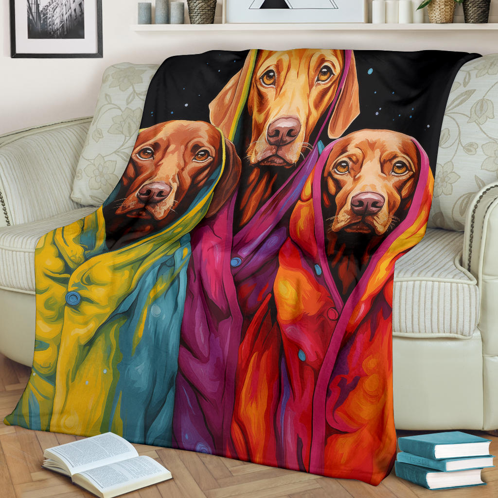 Vizsla Blanket, Trippy Psychedelics Vizsla Fleece Blanket, Vizsla Throw Blanket, Vizsla Gifts