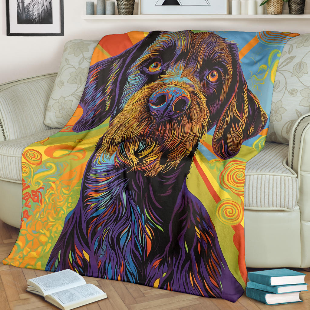 German Wirehaired Pointer Blanket, Trippy Psychedelics German Wirehaired Pointer Fleece Blanket, German Wirehaired Pointer Throw Blanket, German Wirehaired Pointer Gifts