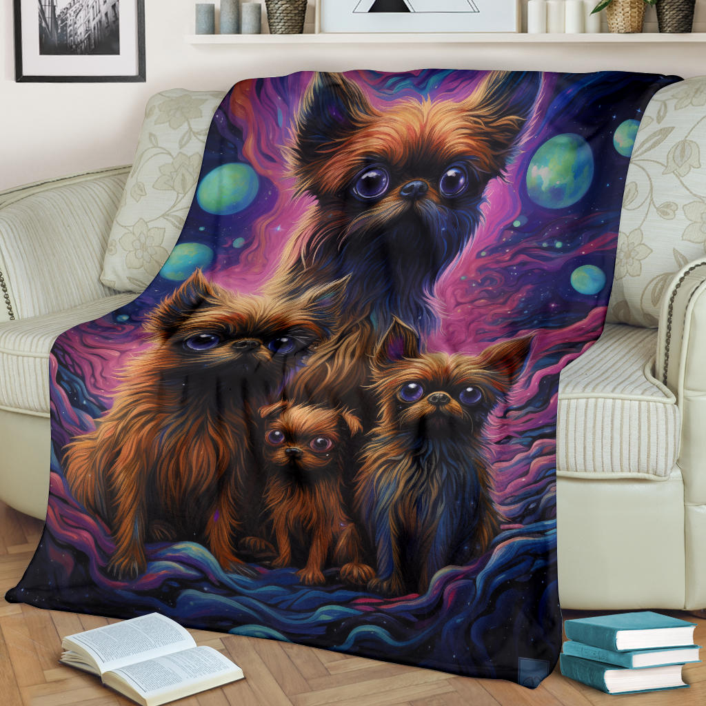 Brussels Griffon Blanket, Trippy Psychedelics Brussels Griffon Fleece Blanket, Brussels Griffon Throw Blanket, Brussels Griffon Gifts