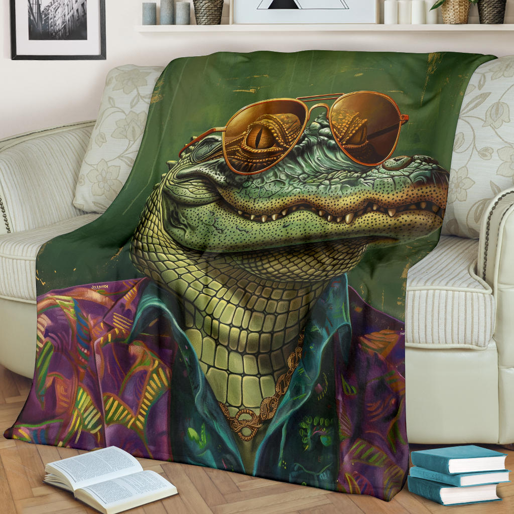 Alligator Blanket, Trippy Psychedelics Alligator Fleece Blanket, Alligator Throw Blanket, Alligator Gifts