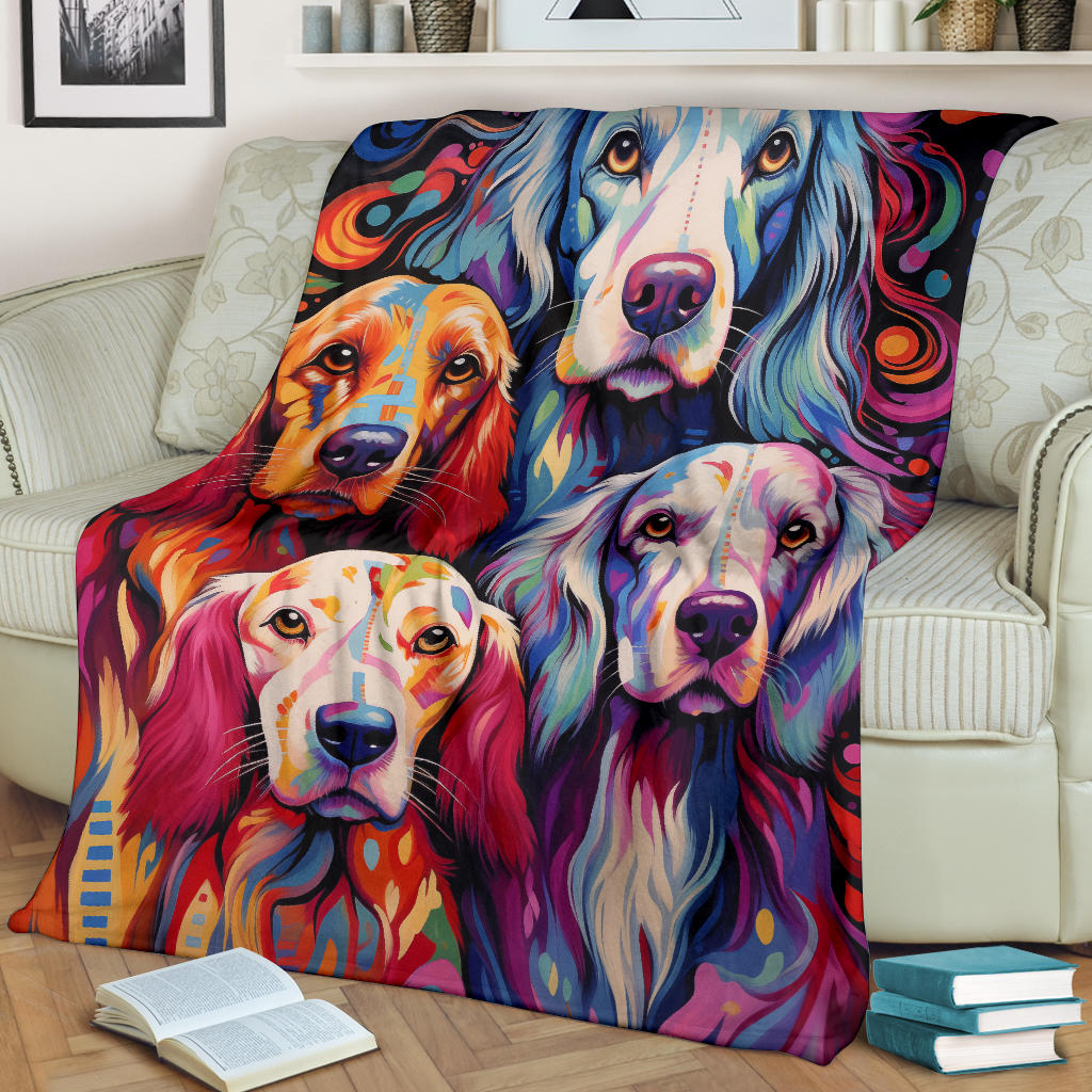 English Setter Blanket, Trippy Psychedelics English Setter Fleece Blanket, English Setter Throw Blanket, English Setter Gifts