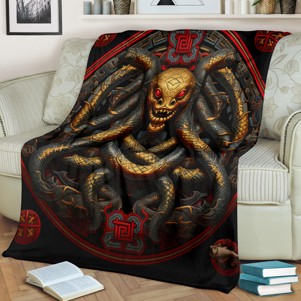 Snake Mandala Blanket, Snake Fleece Blanket, Snake Gifts, Snake Skull Blanket