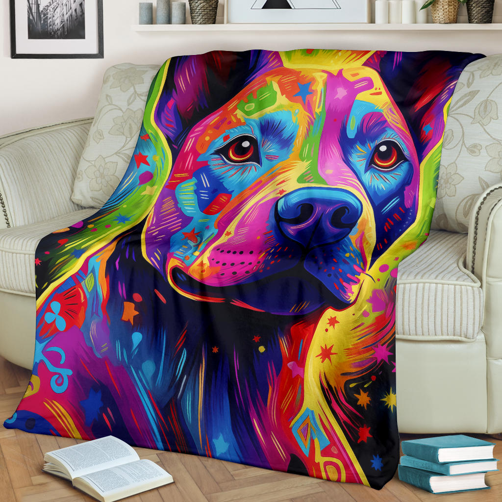 American Pit Bull Blanket, Trippy Psychedelics American Pit Bull Fleece Blanket, American Pit Bull Throw Blanket, American Pit Bull Gifts