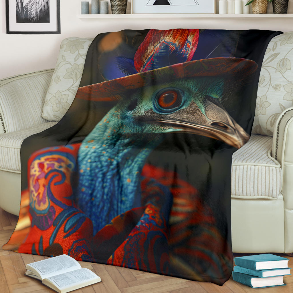 Cassowary Blanket, Trippy Psychedelics Cassowary Fleece Blanket, Cassowary Throw Blanket, Cassowary Gifts