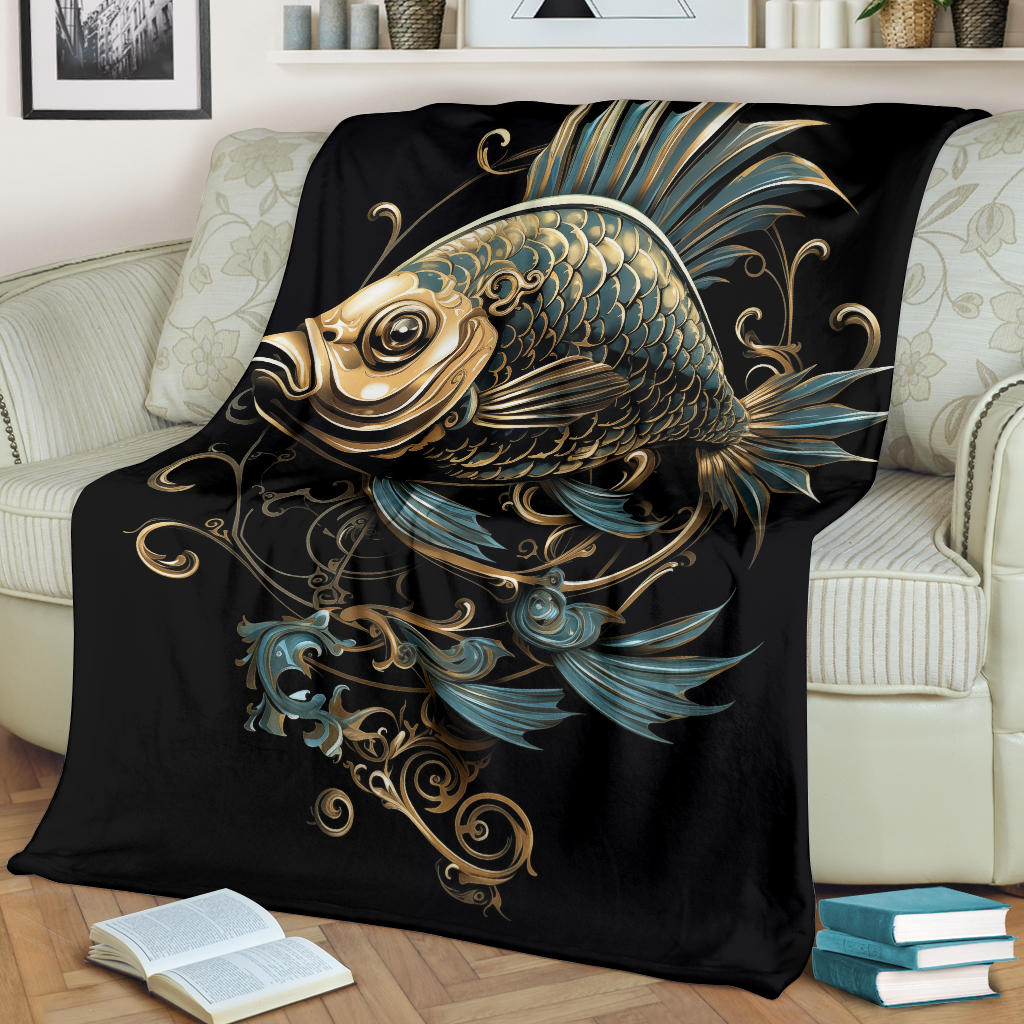 Fish Zodiac Blanket, Pisces Zodiac Gifts, Fish Zodiac Throw Blanket, Fish Zodiac Sign Fleece Blanket