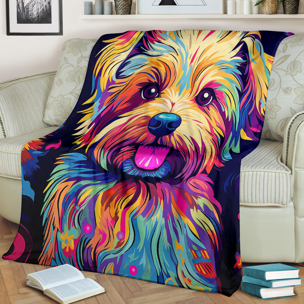 Norfolk Terrier Blanket, Trippy Psychedelics Norfolk Terrier Fleece Blanket, Norfolk Terrier Throw Blanket, Norfolk Terrier Gifts