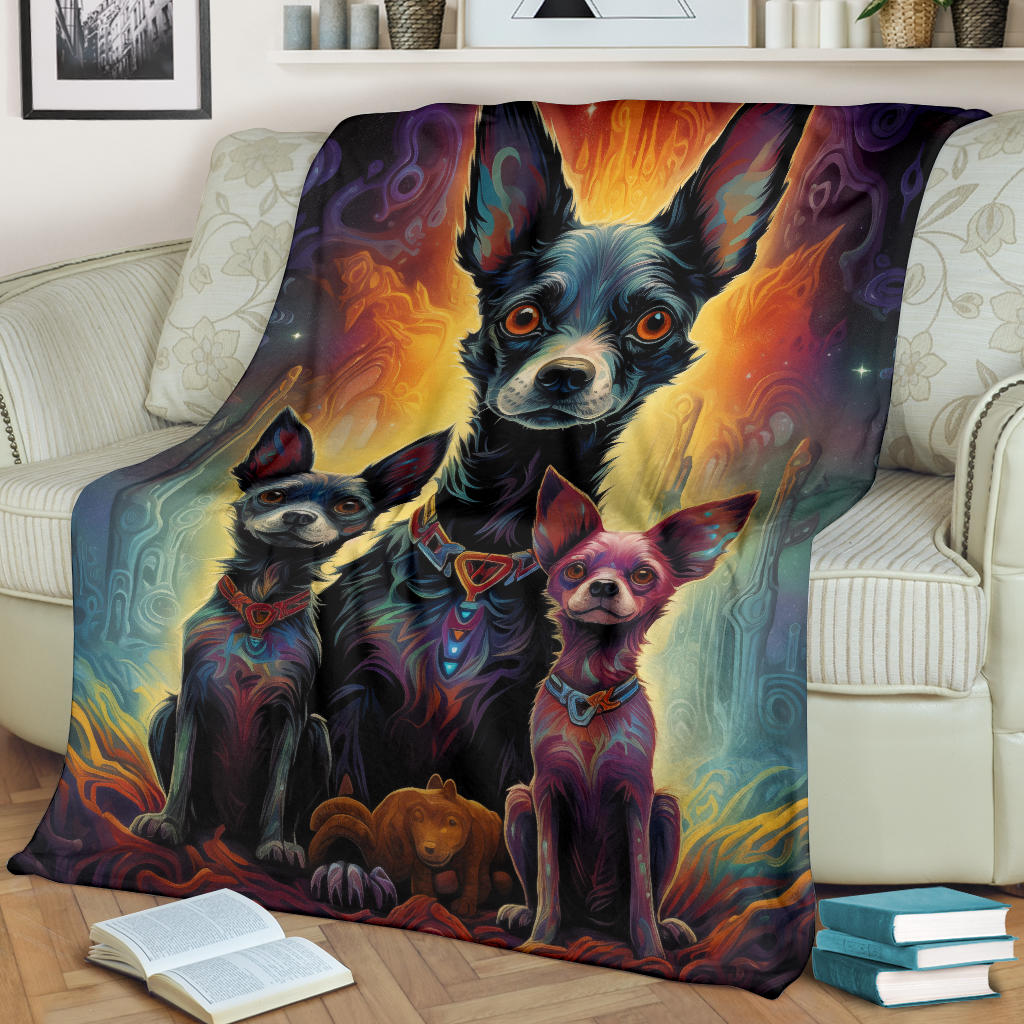 Rat Terrier Blanket, Trippy Psychedelics Rat Terrier Fleece Blanket, Rat Terrier Throw Blanket, Rat Terrier Gifts