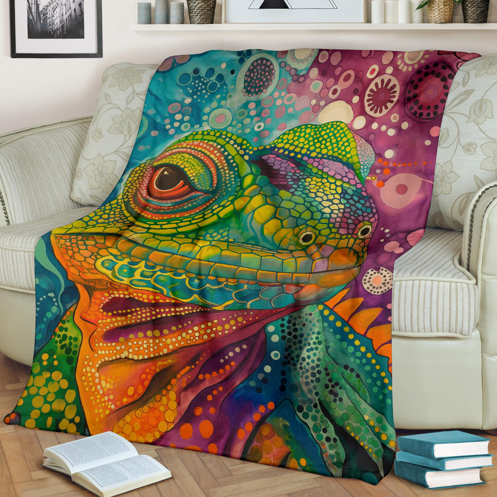 Lizard Blanket, Trippy Psychedelics Lizard Fleece Blanket, Lizard Throw Blanket, Lizard Gifts