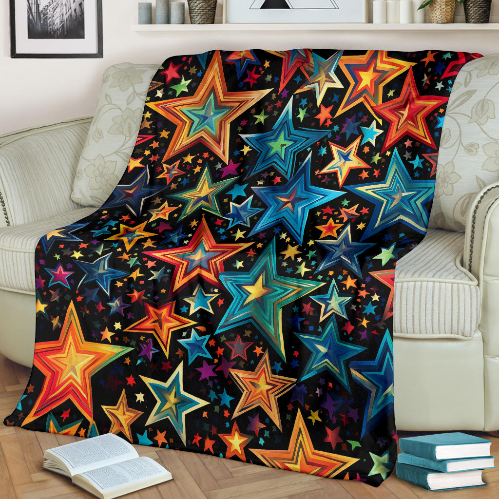 Stars Blanket, Trippy Psychedelics Stars Blanket, Stars Gifts, Flower Child Blanket