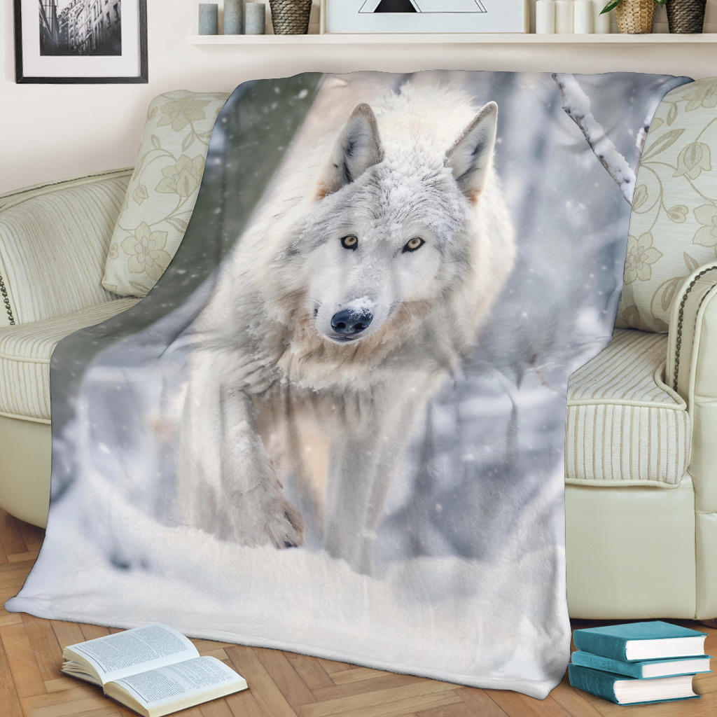 Wolf Blanket Wolf in Winter Blanket