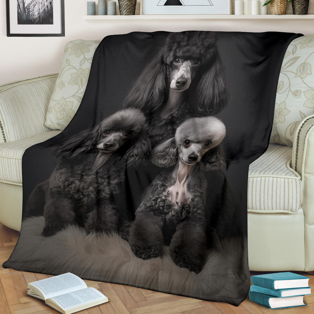 Poodle Family Blanket, Poodle Gifts, Poodle Fleece Blanket, Poodle Throw Blanket