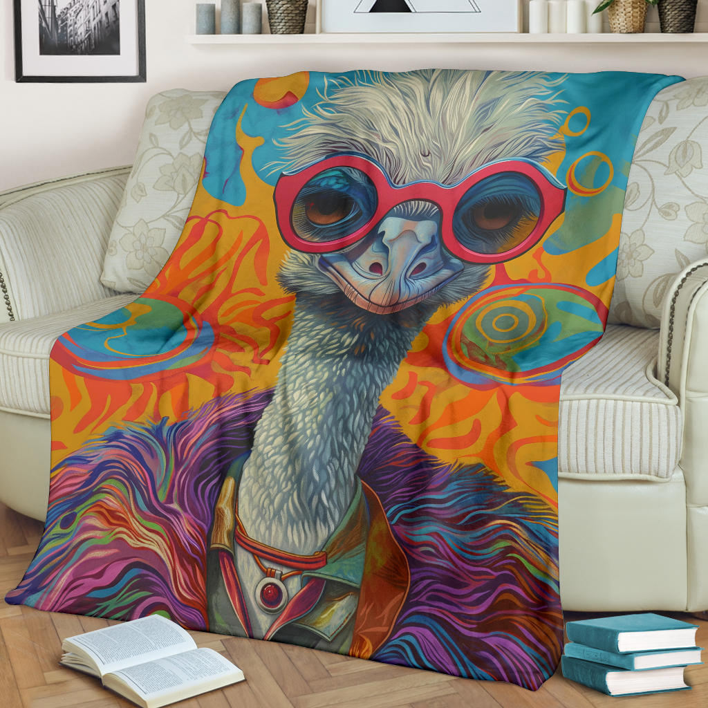 Emu Blanket, Trippy Psychedelics Emu Fleece Blanket, Emu Throw Blanket, Emu Gifts