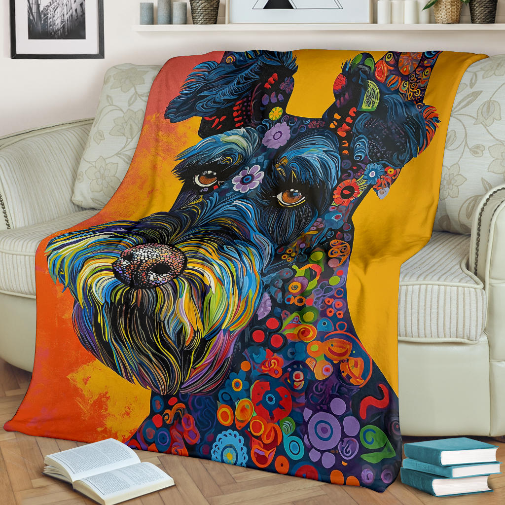 Kerry Blue Terrier Blanket, Trippy Psychedelics Kerry Blue Terrier Fleece Blanket, Kerry Blue Terrier Throw Blanket, Kerry Blue Terrier Gifts