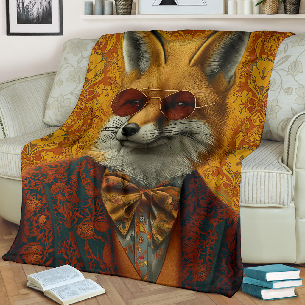 Fox Blanket, Trippy Psychedelics Fox Fleece Blanket, Fox Throw Blanket, Fox Gifts