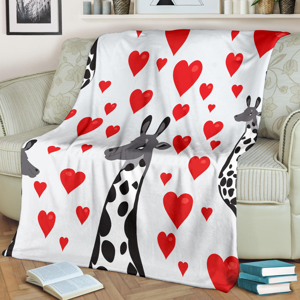 Giraffe Hearts Blanket, Giraffe Throw Blanket