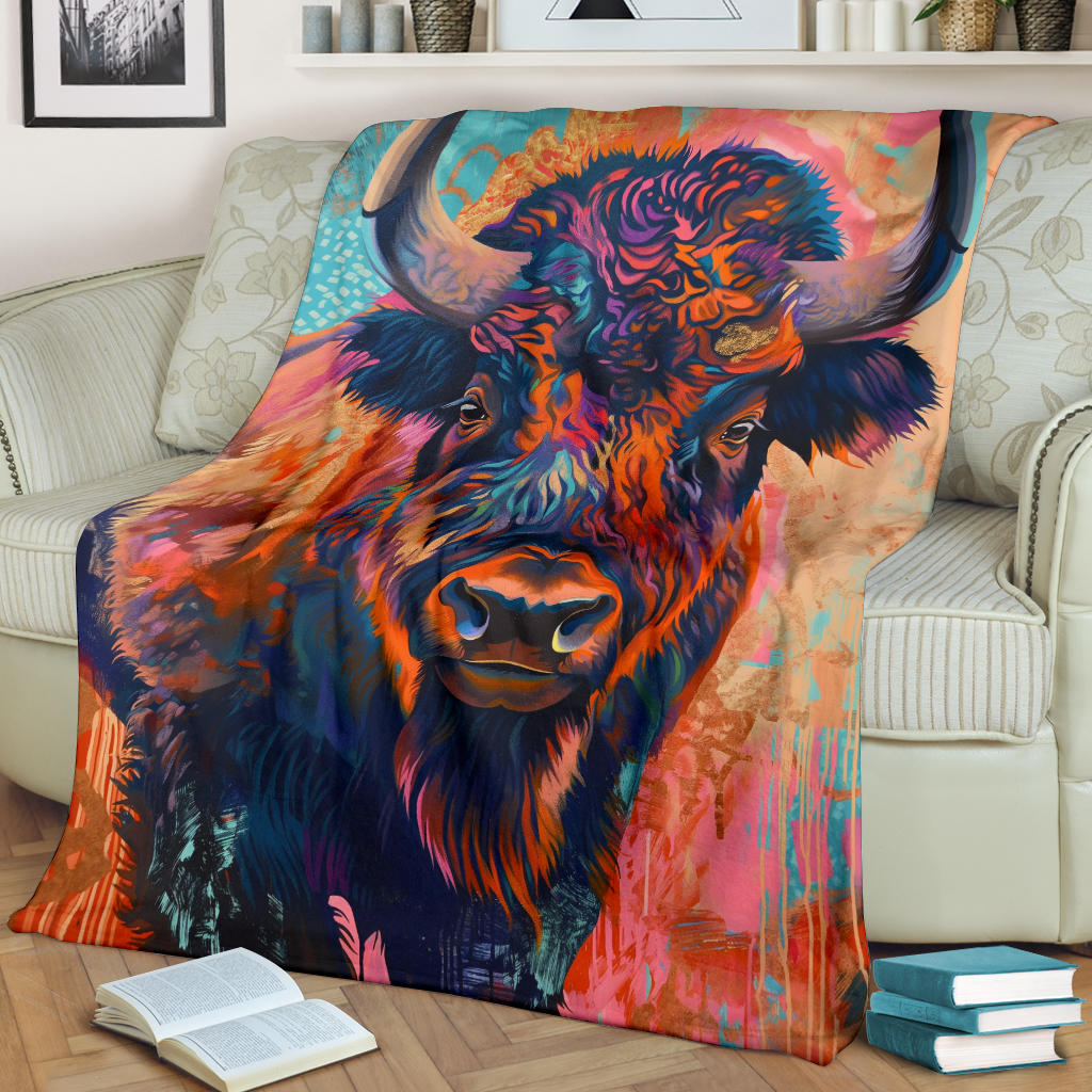 Buffalo Blanket, Trippy Psychedelics Buffalo Fleece Blanket, Buffalo Throw Blanket, Buffalo Gifts