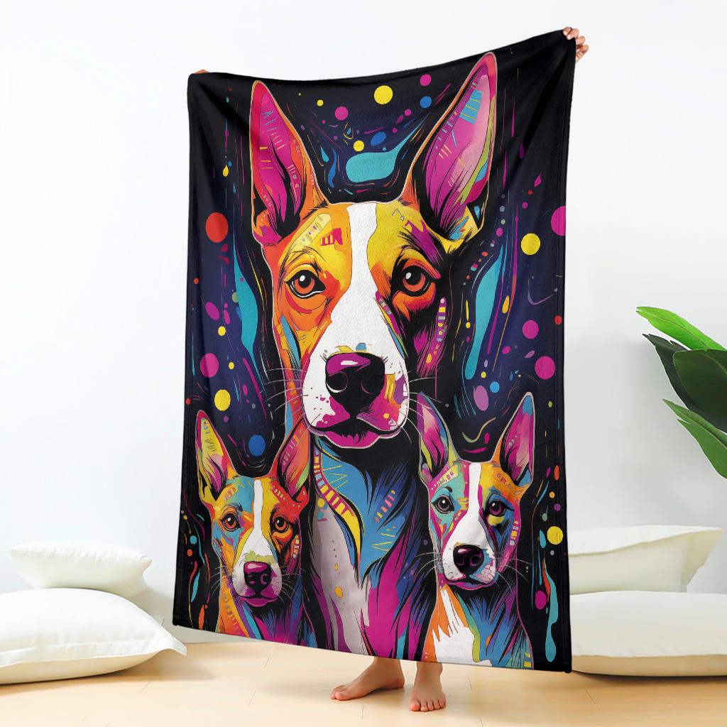 Basenji Blanket, Trippy Psychedelics Basenji Fleece Blanket, Basenji Throw Blanket, Basenji Gifts