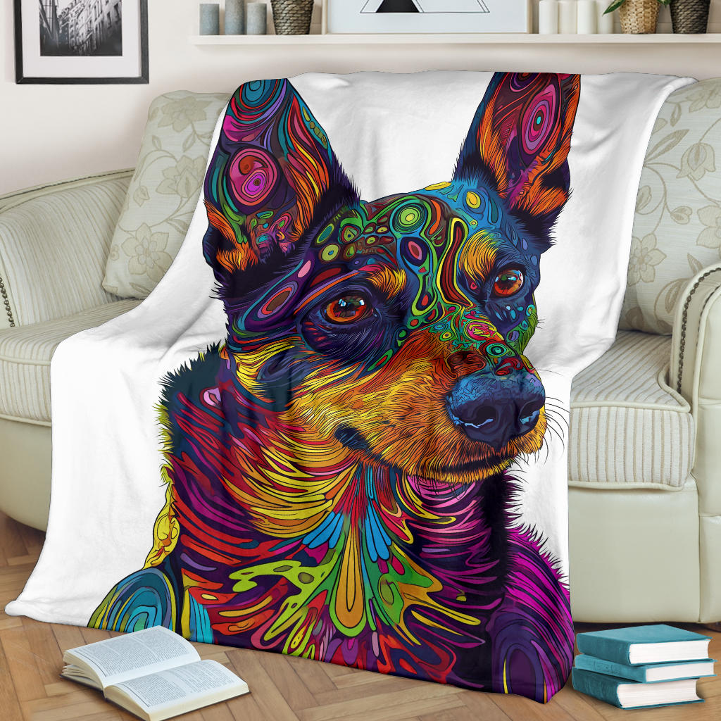 Lancashire Heeler Dog Blanket, Trippy Psychedelics Lancashire Heeler Dog Fleece Blanket, Lancashire Heeler Dog Throw Blanket, Lancashire Heeler Dog Gifts