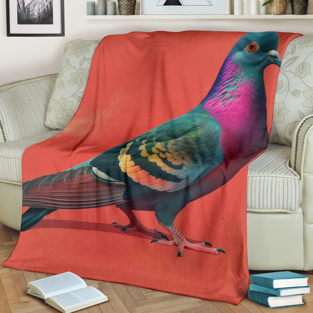 Pigeon Blanket, Trippy Psychedelics Pigeon Fleece Blanket, Pigeon Throw Blanket, Pigeon Gifts