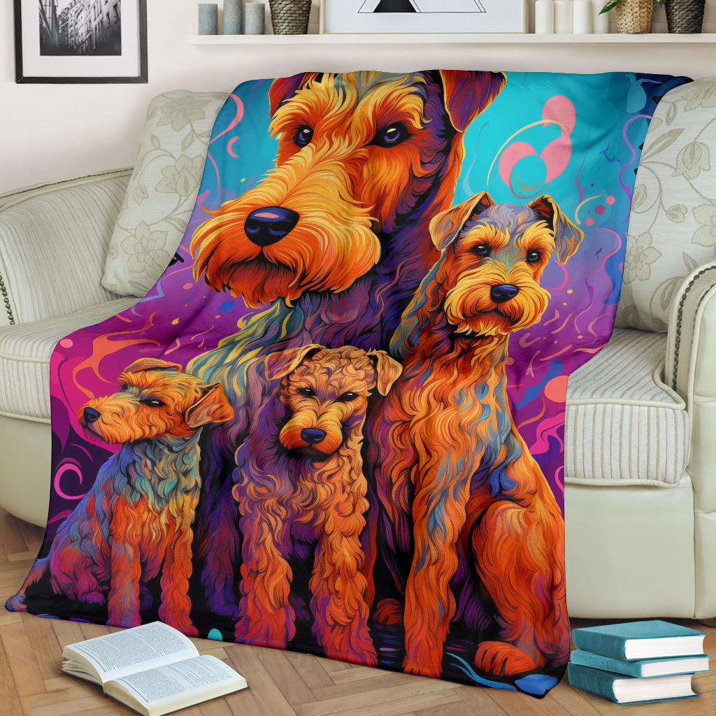 Welsh Terrier Blanket, Trippy Psychedelics Welsh Terrier Fleece Blanket, Welsh Terrier Throw Blanket, Welsh Terrier Gifts