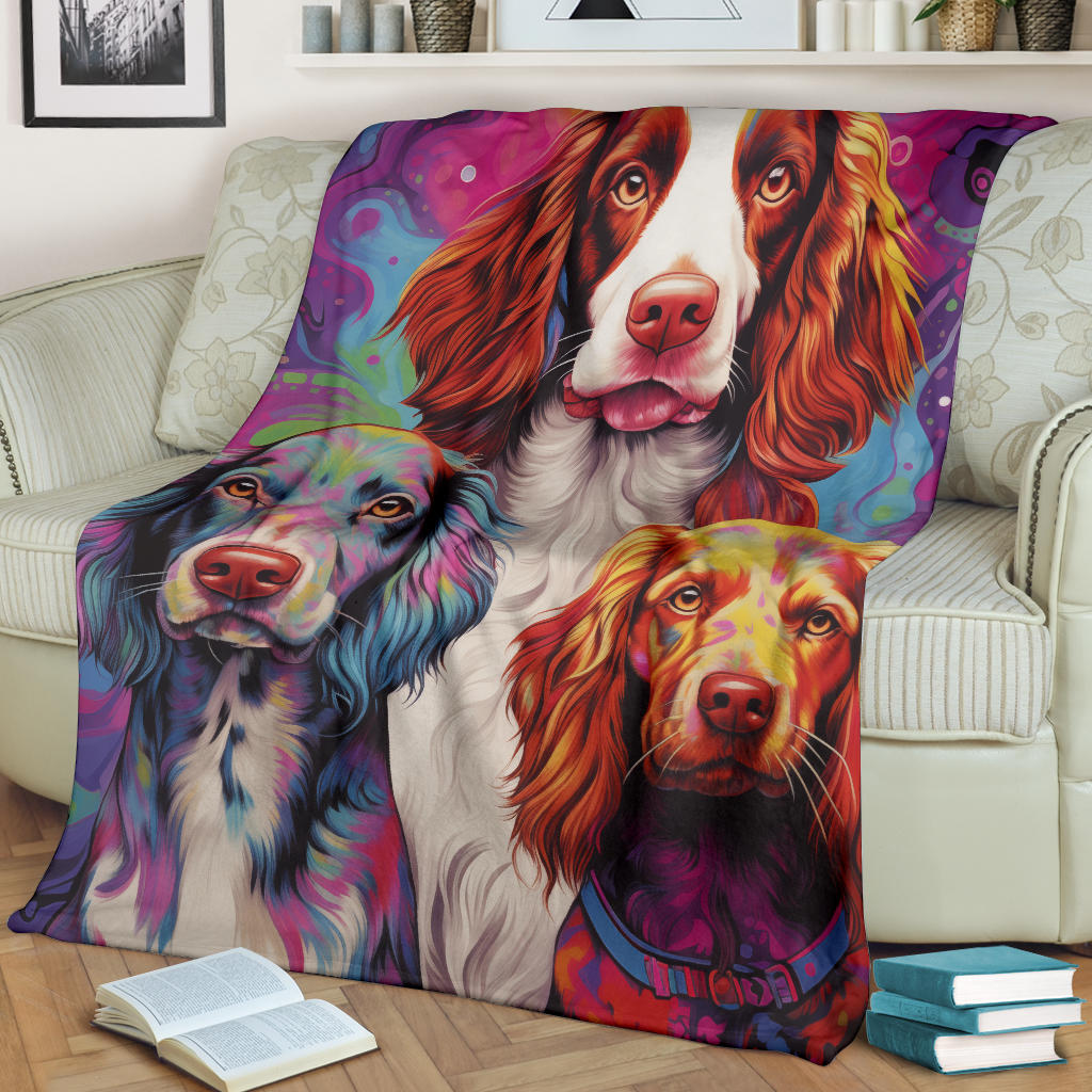 Welsh Springer Spaniel Blanket, Trippy Psychedelics Welsh Springer Spaniel Fleece Blanket, Welsh Springer Spaniel Throw Blanket, Welsh Springer Spaniel Gifts