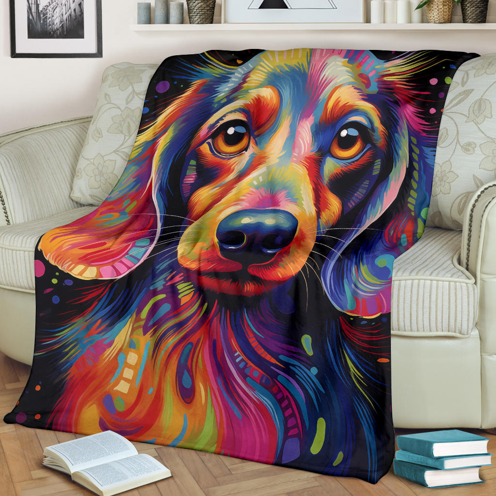 Trippy Psychedelics Dachshund Blanket, Dachshund Throw Blanket, Dachshund Fleece Blanket, Dachshund Gifts