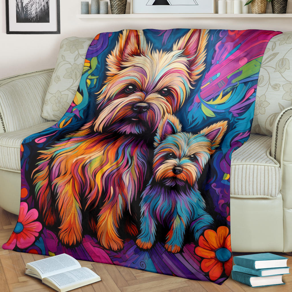 Cairn Terrier Blanket, Trippy Psychedelics Cairn Terrier Fleece Blanket, Cairn Terrier Throw Blanket, Cairn Terrier Gifts