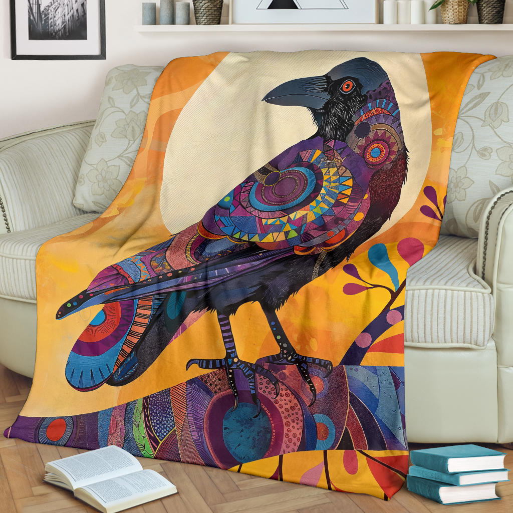 Crow bird Blanket, Trippy Psychedelics Crow bird Fleece Blanket, Crow bird Throw Blanket, Crow bird Gifts